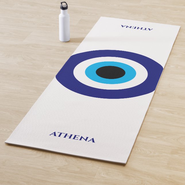 Evil Eye Blue Mati luck symbol personalised Yoga Mat (In Situ)