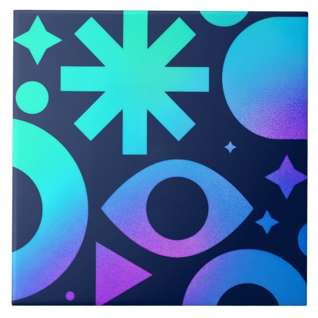 Evil Eye Ceramic Tile Cosmic Teal Purple Mystical (Front)