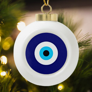 Evil Eye Charm Ceramic Ball Christmas Ornament