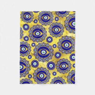 Evil Eye Charm Ornament Pattern Fleece Blanket