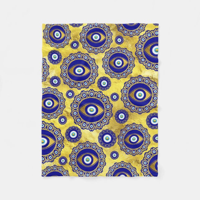 Evil Eye Charm Ornament Pattern Fleece Blanket (Front)