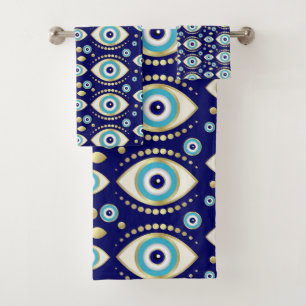 Evil Eye Charm Pattern Bath Towel Set
