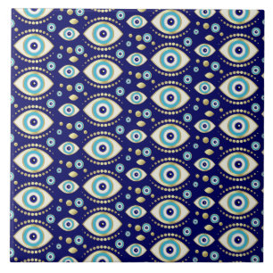 Evil Eye Charm Pattern Ceramic Tile