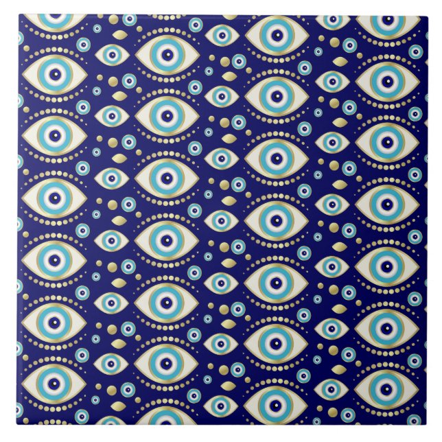 Evil Eye Charm Pattern Ceramic Tile (Front)