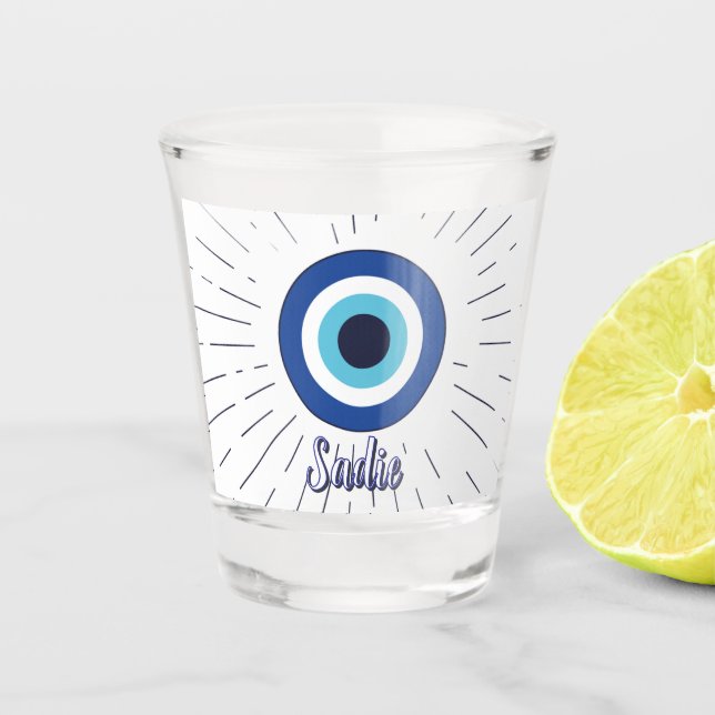 evil eye customisable  shot glass (Front)