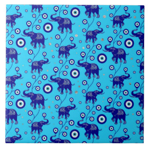 Evil Eye Elephant Good Luck amulet pattern Ceramic Tile