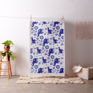 Evil Eye Elephant Good Luck amulet pattern Fabric