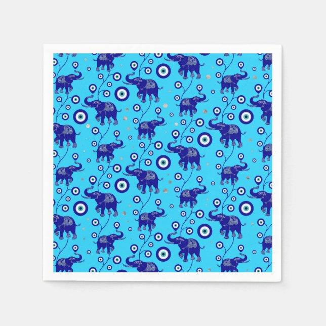 Evil Eye Elephant Good Luck amulet pattern Napkin (Front)