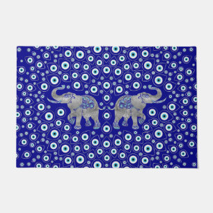 Evil Eye Elephant Good Luck Charm Doormat