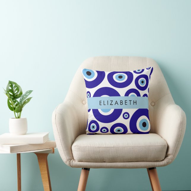 Evil Eye, Greek Eye, Turkish Eye, Mati, Your Name Cushion (Chair)