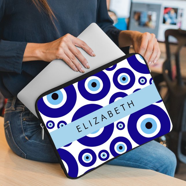 Evil Eye, Greek Eye, Turkish Eye, Mati, Your Name Laptop Sleeve (Creator Uploaded)