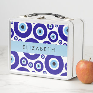 Evil Eye, Greek Eye, Turkish Eye, Mati, Your Name Metal Lunch Box