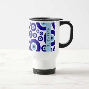 Evil Eye, Greek Eye, Turkish Eye, Mati, Your Name Travel Mug