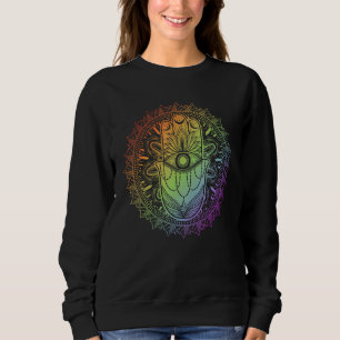 Evil Eye Hamsa Hand Mandala Hindu Yoga Meditation  Sweatshirt