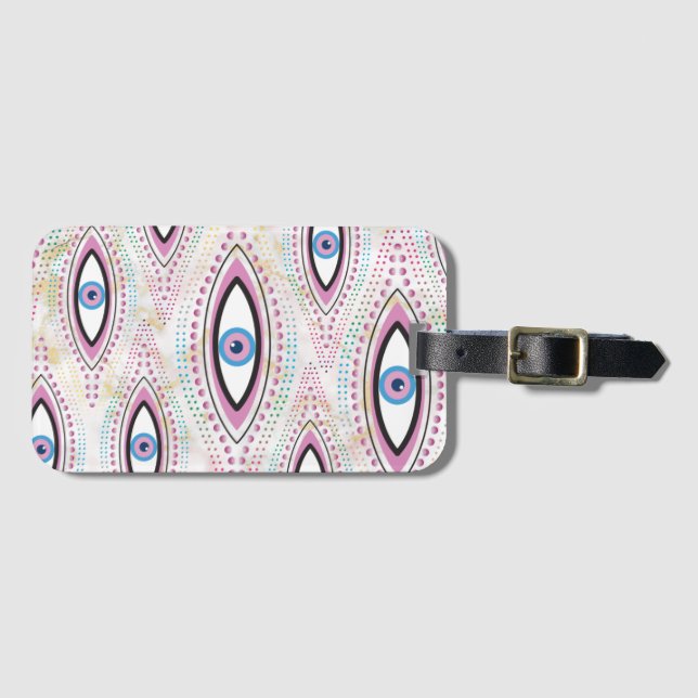 Evil Eye Illustrated Eye Rainbow Luggage Tag (Front Horizontal)