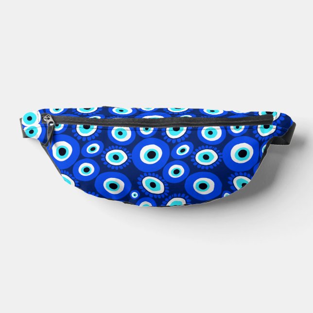 Evil Eye Lucky Charm Blue White Pattern Bum Bags (Lay Down)