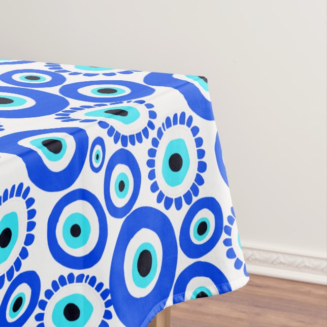 Evil Eye Lucky Charm Symbol Patterned Tablecloth (In Situ)