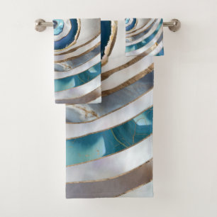Evil Eye Mineral textures and gold Bath Towel Set