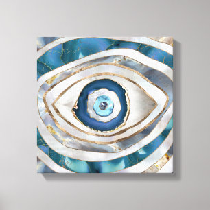 Evil Eye Mineral textures and gold Canvas Print