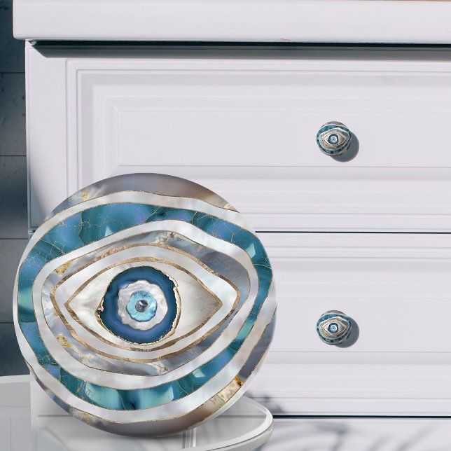 Evil Eye Mineral textures and gold Ceramic Knob (Creator Uploaded)