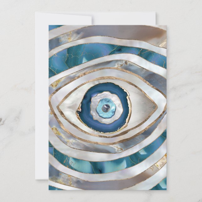 Evil Eye Mineral textures and gold Holiday Card (Front)