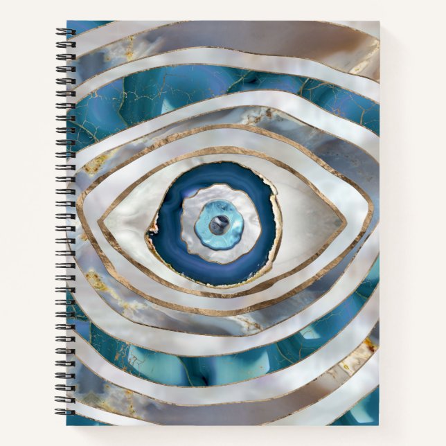 Evil Eye Mineral textures and gold Notebook (Front)