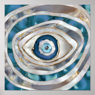 Evil Eye Mineral textures and gold Poster