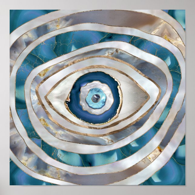Evil Eye Mineral textures and gold Poster (Front)