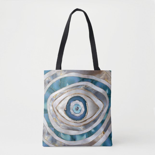 Evil Eye Mineral textures and gold Tote Bag (Front)