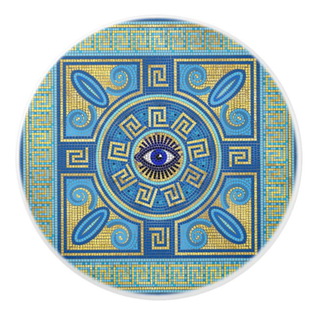 Evil Eye Mosaic Tile ornament Ceramic Knob (Front)