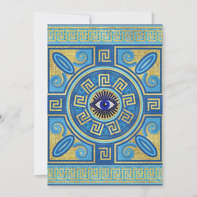 Evil Eye Mosaic Tile ornament Holiday Card (Front)