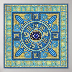 Evil Eye Mosaic Tile ornament Poster