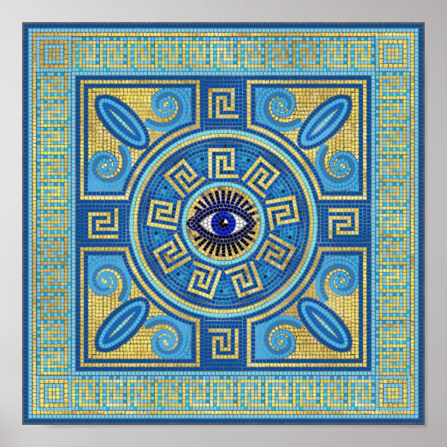 Evil Eye Mosaic Tile ornament Poster (Front)