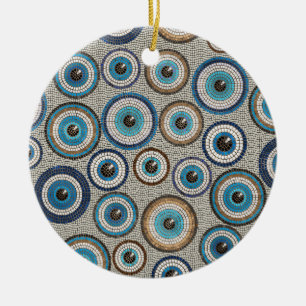Evil Eye Mosaic Tile Pattern Ceramic Ornament