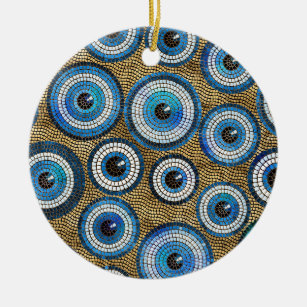 Evil Eye Mosaic Tile Pattern Ceramic Ornament