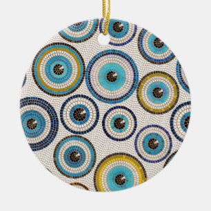 Evil Eye Mosaic Tile Pattern Ceramic Ornament