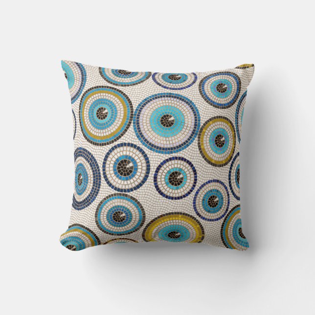 Evil Eye Mosaic Tile Pattern Cushion (Front)