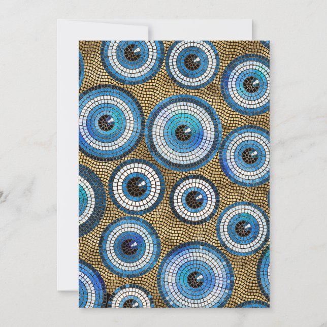 Evil Eye Mosaic Tile Pattern Holiday Card (Front)