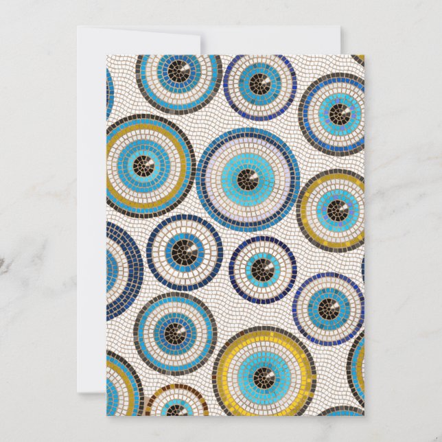 Evil Eye Mosaic Tile Pattern Holiday Card (Front)