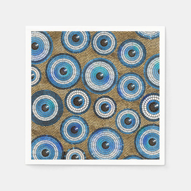 Evil Eye Mosaic Tile Pattern Napkin (Front)