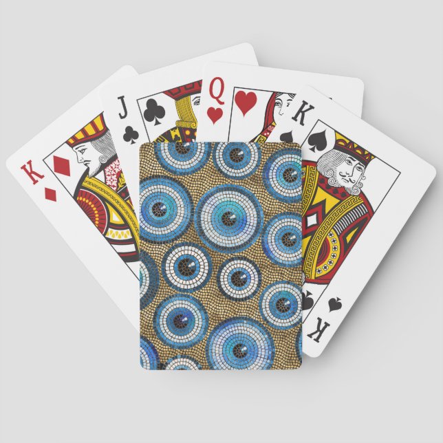 Evil Eye Mosaic Tile Pattern Playing Cards (Back)