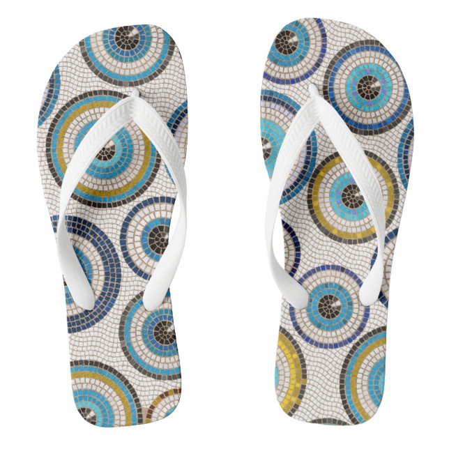 Evil Eye Mosaic Tile Pattern Thongs (Footbed)