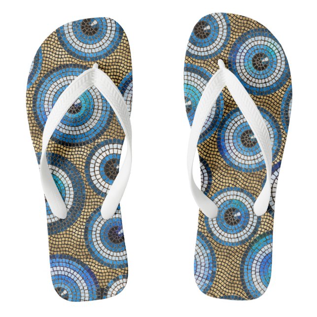 Evil Eye Mosaic Tile Pattern Thongs (Footbed)