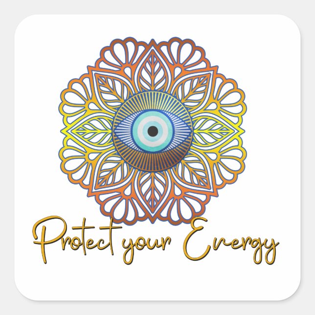 Evil Eye Mystical Celestial Third Eye Energy  Square Sticker (Front)