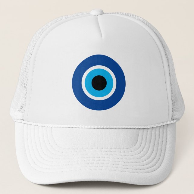 Evil Eye Nazar Blue Mati trucker hat (Front)