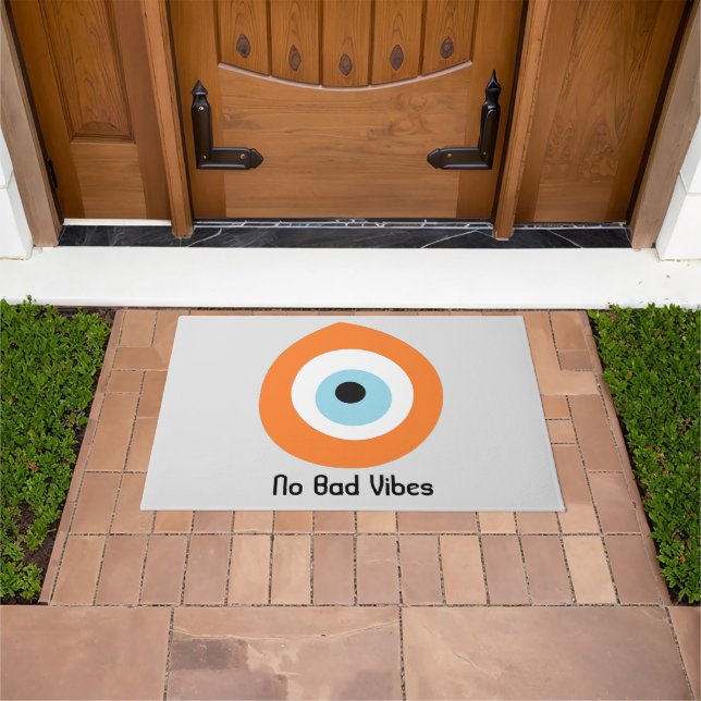 Evil Eye Orange Nazar No Bad Vibes Protection Doormat (Outdoor)
