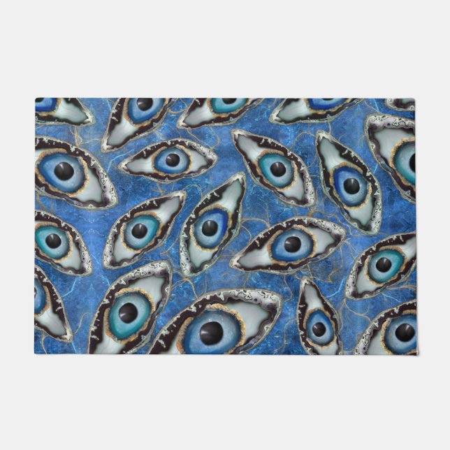 Evil Eye Pattern Geodes and Crystals Doormat (Front)