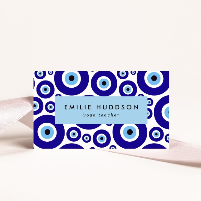 Evil Eye Pattern, Greek Eye, Nazar, Yoga Teacher Business Card (Creator Uploaded)