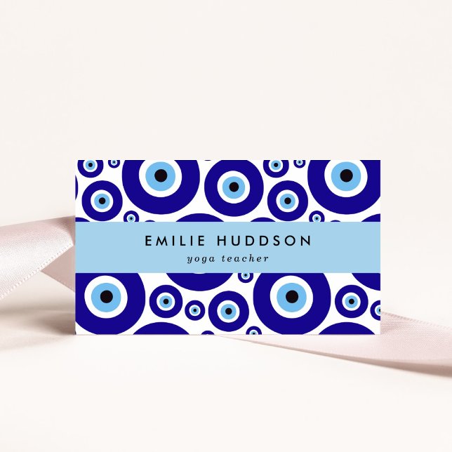 Evil Eye Pattern, Greek Eye, Nazar, Yoga Teacher Business Card (Creator Uploaded)