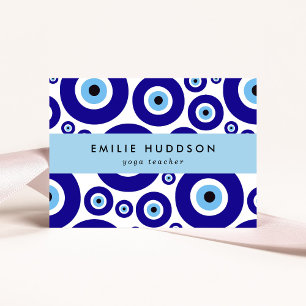 Evil Eye Pattern, Greek Eye, Nazar, Yoga Teacher Business Card